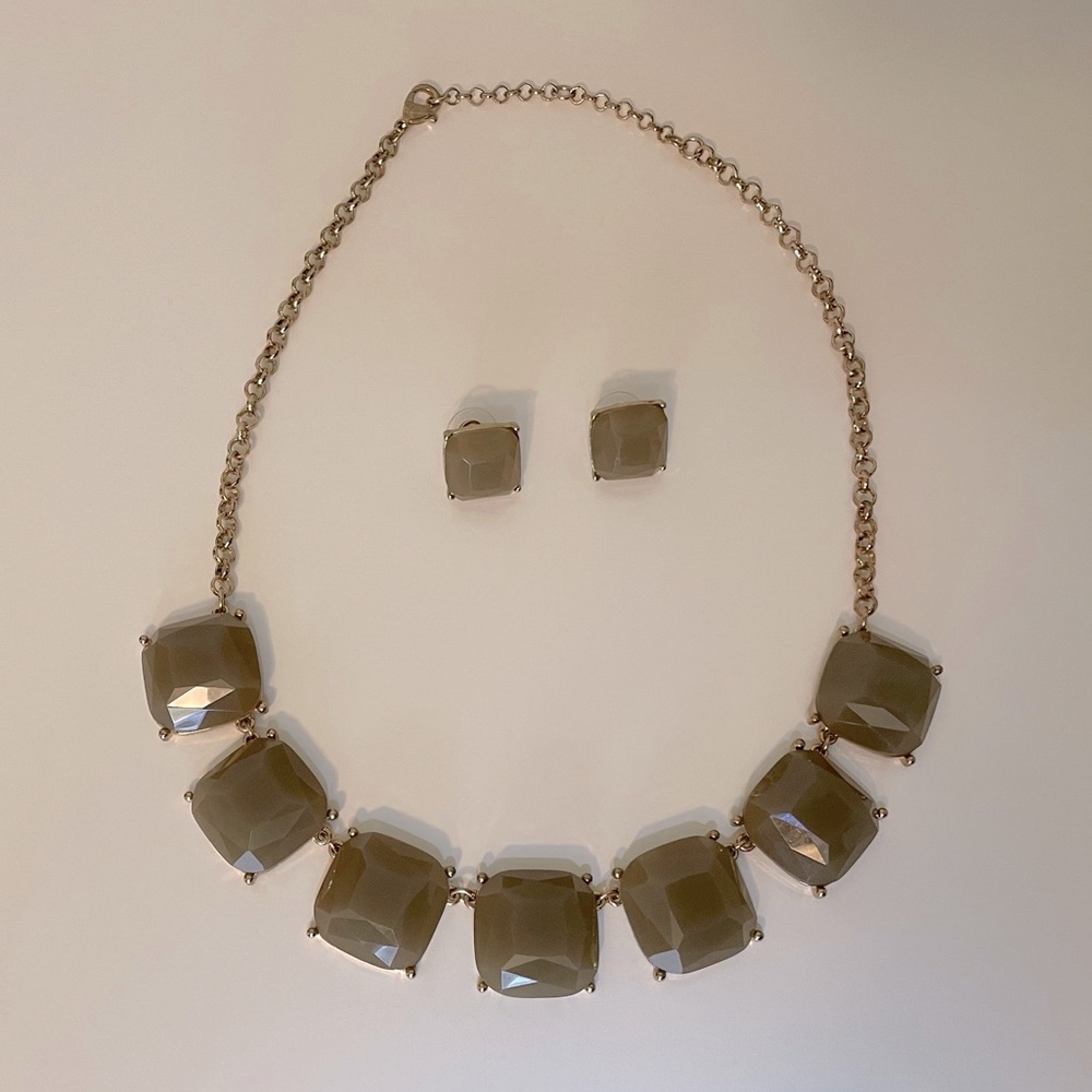 Grey necklace + earrings